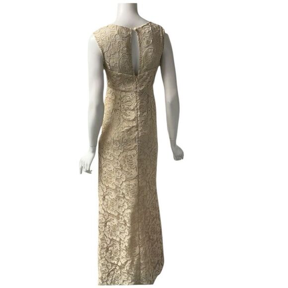 Aidan Mattox Gold Lace V Neck Front Slit Sleeveless Gown Sz 2 NWT MSPR $395 - Picture 3 of 8